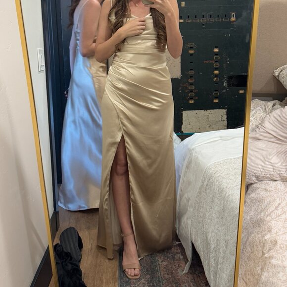 Birdy Grey Lydia Dress in Shiny Satin Gold - Small - Picture 2 of 3